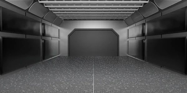 sci-fi tunnel corridor Futuristic Technology Neon Glow Dark Corridor Spaceship Room Empty Tunnel 3D Illustration