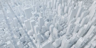 Model şehir New York ABD haritası yüksek binalar 3D illüstrasyon