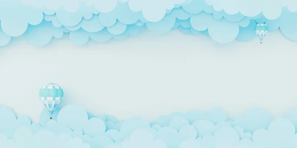 Oblak Balón Střih Výtvarná Deska Barevné Umění Papír Plovoucí Vzduchu — Stock fotografie
