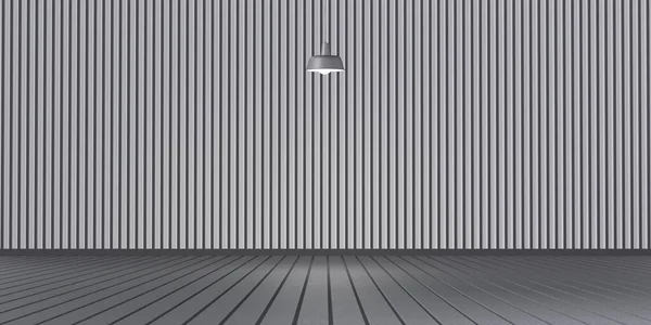 空の部屋背景スラット木製の床のインテリアと壁の暗いトーン3Dイラスト — ストック写真