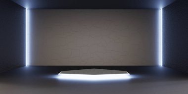 Gelecekçi Teknoloji Tüneli Koridoru Lazer Fy Neon Parıltısı Uzay Gemisi Boş Tünel Parlak Neon Odası Arkaplanı 3d