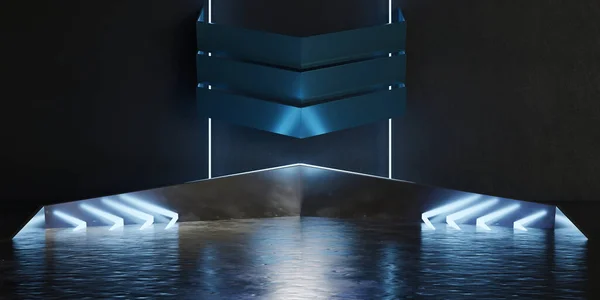 Neon Licht Podium Led Technologie Achtergrond Toneel Tonen Illustratie Van — Stockfoto