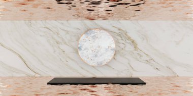 yüzen podyum sergisi su yüzeyi 3D illüstrasyon