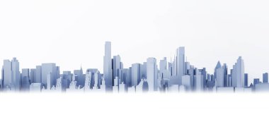 Şehir mimarisi manzara manzarası şehir merkezindeki yüksek bina büyük şehir manzarası 3D illüstrasyon
