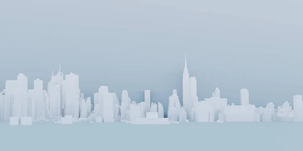 城市景观设计全景市中心高楼大城侧景3D图解 — 图库照片