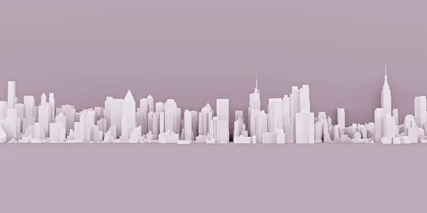 城市景观设计全景市中心高楼大城侧景3D图解 — 图库照片
