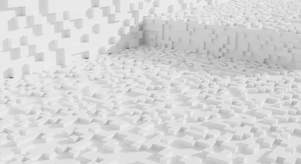 Kocka Pixel Textúra Pixel Minta Tapéta Fehér Geometriai Mozaik Négyzet — Stock Fotó