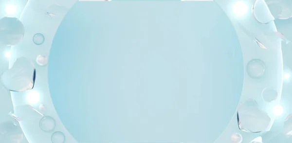 Okrągłe Ramki Tło Serce Wykonane Pastelowych Kulek Szklane Kulki Wstążka — Zdjęcie stockowe