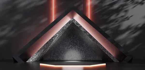 Sci Technologie Podium Moderne Achtergrond Neon Lichten Laser Licht Achtergrond — Stockfoto