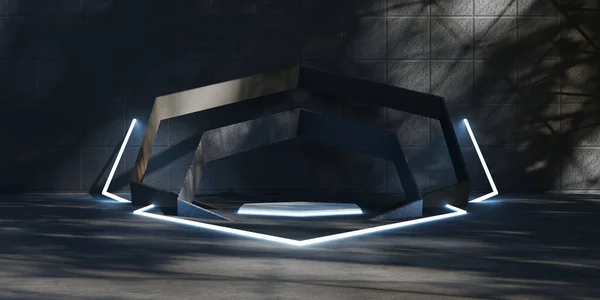 Technologie Podium Sci Neon Laser Licht Achtergrond Neon Licht Moderne — Stockfoto