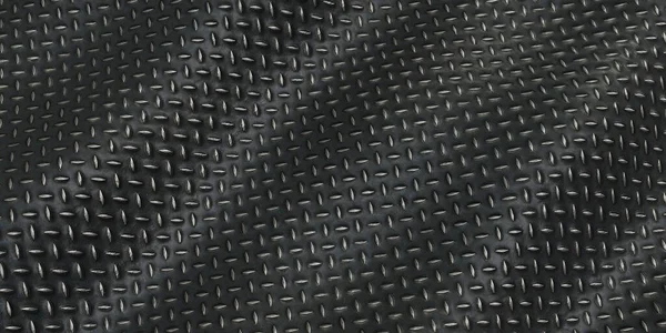 钢制工业墙体三维图解上的黑金属底材穿孔金属片抛光铬表面研磨金属纹理图样 — 图库照片
