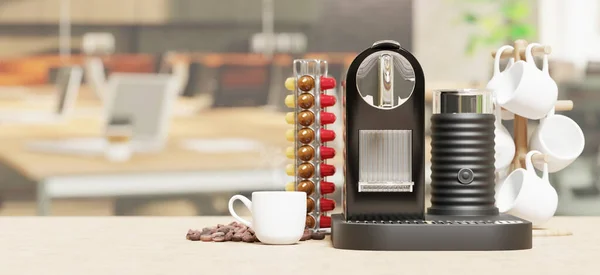 Кофе Капсулы Растворимый Кофе Машины Офисе Кофе Брейк Офисных Работников — стоковое фото