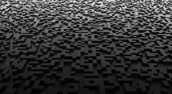 キューブピクセル背景テクスチャピクセルパターン壁紙ダークブラック幾何学モザイク正方形抽象ブロックキューブイラスト3Dダイス — ストック写真