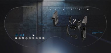 mR gözlükleri VR gözlükleri sanal gerçeklik simülatörü teknoloji simülasyonu AR optik bilim 3D illüstrasyon