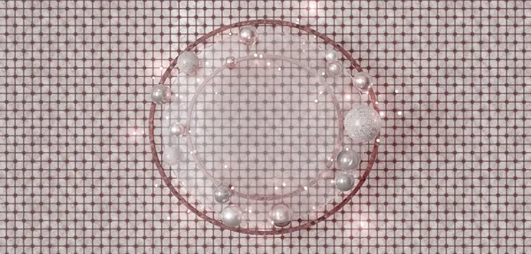 Cornice Circolare Vetro Messaggi Immagini Con Perline Perle Intorno Moderno — Foto Stock