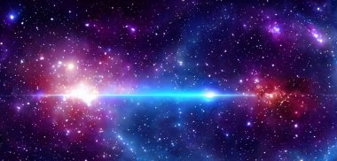 Evrendeki derin uzay ve galaksi yıldızları. Yıldızlı nebula 3 boyutlu illüstrasyon.