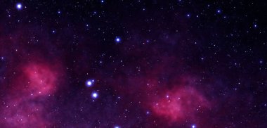 Evrendeki derin uzay ve galaksi yıldızları. Yıldızlı nebula 3 boyutlu illüstrasyon.