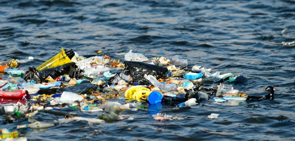 Meeresmüll Schwimmender Müll Wasserverschmutzung Globale Erwärmung Hintergrund — Stockfoto