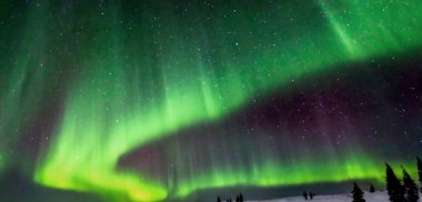 Gökyüzündeki kuzey ışıkları Aurora Gökyüzündeki yeşil ışık Norveç Kuzey Kutbu 3D illüstrasyon