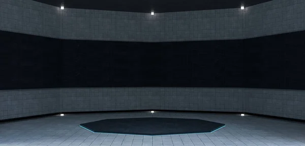 Багатокутний Етап Шестикутний Купол Великий Зал Неонові Вогні Лазери Октагональний — стокове фото