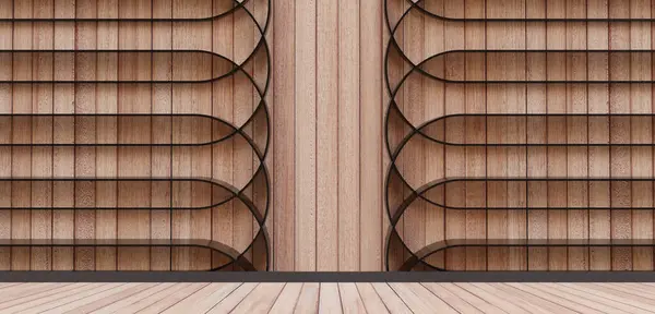 wooden floors and walls Wooden floor podium Stage screen Lath Wooden floor backdrop 3d illustration
