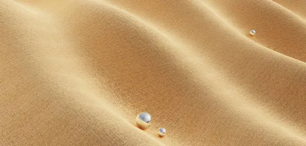 生地の質および真珠の絹の背景の生地のストリップおよび反射ガラス ビーズ3Dのイラスト — ストック写真