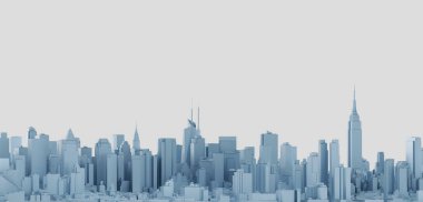 Peyzaj şehri yüksek binası büyük şehir manzarası 3 boyutlu illüstrasyon