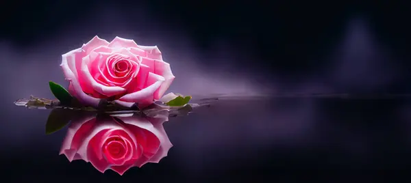 Roses Floating Water Mysterious Romantic Background — Stock Photo, Image