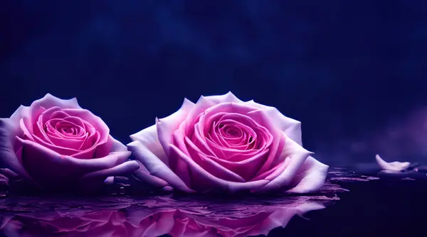 Rose Background Floating Water Surface Mysterious Romantic Flower — Stock Photo, Image