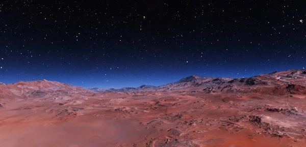 Mars yüzey dağları Mars 'ın arka planında kızıl gezegen
