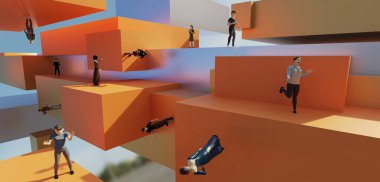 Avatar, VR gözlükleriyle Metaverse 'in gerçeküstü dünyası Metaverse' in 3 boyutlu resimli oyun diyarı