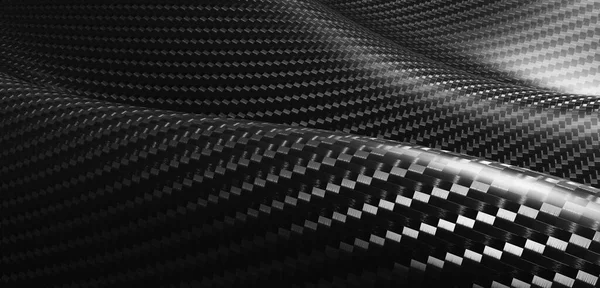 Kevlar surface CARBON FIBER HYBRID striped fabric background Wavy pattern 3D illustration