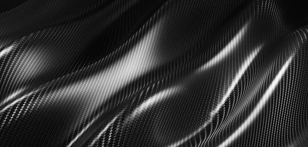 Kevlar surface CARBON FIBER HYBRID striped fabric background Wavy pattern 3D illustration