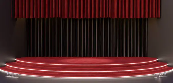 Circular stage curtains backgrounds curtains Stages floors and walls product placement 3D illustrations