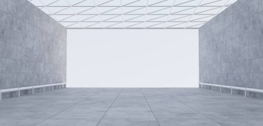 Açık oda minimalist sahne boş sahne modern 3D illüstrasyon