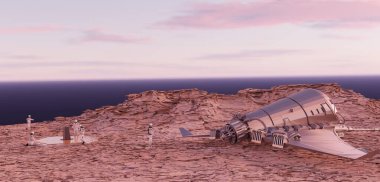 Yıldız keşfi Uzay Görevleri Uzaylı bir koloninin yaratılması 3 boyutlu illüstrasyon