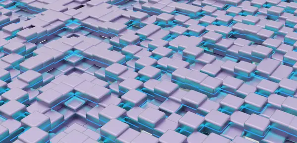 Parlak turuncu neon ışıklarla özetlenmiş koyu gri küplerle üç boyutlu arka plan. Derinlik ve modern, teknolojik estetik dijital, tasarım projeleri. Doku arka plan teknolojisi kare neon ışık dokusu