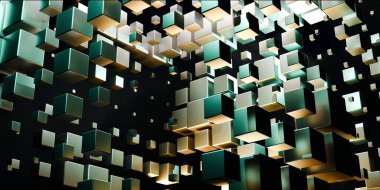 Küp, Soyut arkaplan, Küp, Piksel, 3B illüstrasyon