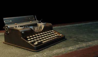 Daktilo, Daktilo Masası, Eski Masa, 3D Resim