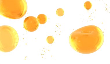 Serum Damlaları Hava Yağı Sıvısı 3D Görüntü 'de Yüzüyor