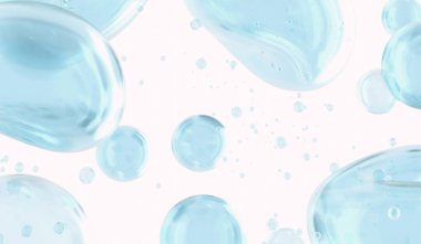 Havada yüzen su damlası. Sıvı kütleli, şekilsiz 3D çizim sıvısı.