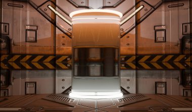 Dondurucu kapsül uyku kapsülü 3D İllüstrasyon Dondurma Kapsülleri Cam tüp ile kış uykusu için bilim kurgu ışınlama teknolojisi kriyopod kriyopod laboratuvar ekipmanları 