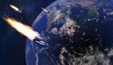 Kuyruklu yıldız Dünya 'ya çarpar, göktaşı Dünya' ya çarpar, göktaşı düşer ve atmosferde yanar..