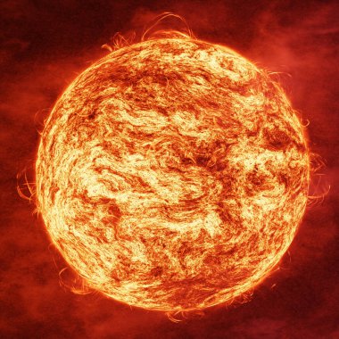 Güneş patlaması, Corona, Kozmik, Güneş Kırmızı Dev Yıldızlı Alevler ve Isı. Uzay 3 boyutlu Güneş Arkaplanı Kozmik Bulutu oluşturur