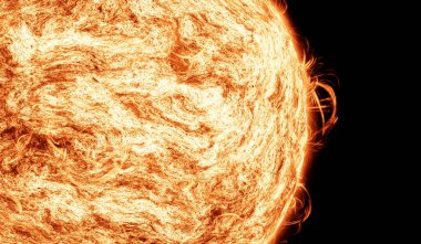 Güneş patlaması, Corona, Kozmik, Güneş Kırmızı Dev Yıldızlı Alevler ve Isı. Uzay 3 boyutlu Güneş Arkaplanı Kozmik Bulutu oluşturur