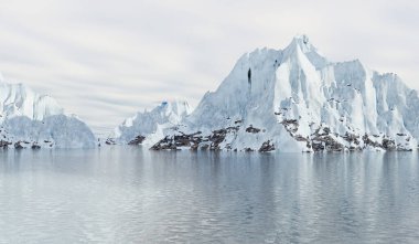 Kuzey Kutbu 'nda Buzdağı, Eriyen Buz tabakası, Kış, Antarktika' da Büyük Doğal Manzara, Karla Kaplanmış Buzdağı, Donmuş Arktik Okyanus Yüzey Arkaplanı, 3D Görüntü