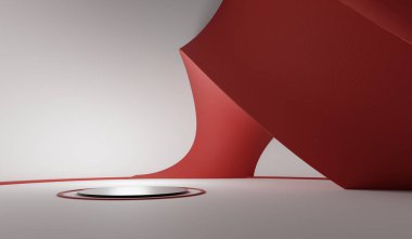 Daire podyumu, eğri arkaplan, eğri tabanı, 3B illüstrasyon