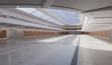 Oda İçi Modern Mimari Salon Binası 3 boyutlu Görüntü