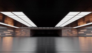 Gösteri Odası Neon Işık Odası İç mimari Modern Salon Mimarisi 3D Görüntü