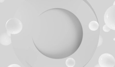 Dairesel podyum ve parlak top, yüksek açı görünümü, üç boyutlu illüstrasyon